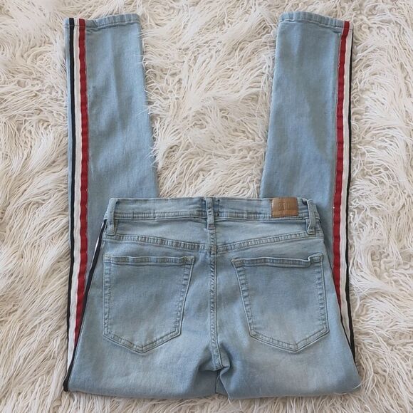 BDG Skinny Jeans Stretch Red, Black & White Striped Light Wash - Picture 1 of 9